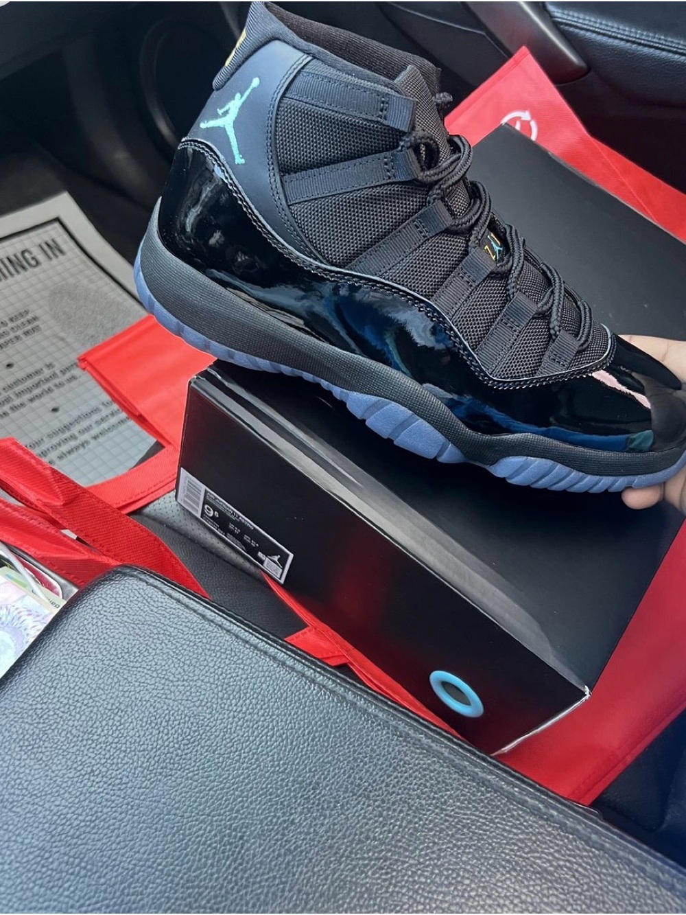 Jordan Retro 11 Black with Teal Jumpman - Picture 7 of 8